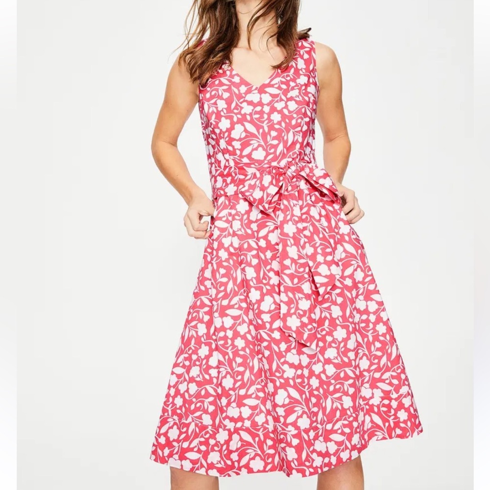Boden Pink and White Floral Midi Dress